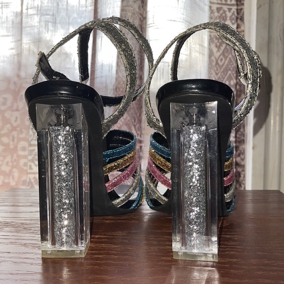 Cape Robbin glittery lucite block heel sandal Sz 7.5 - Picture 3 of 6